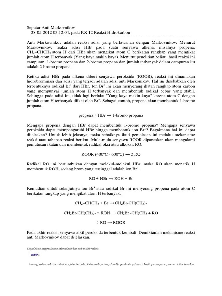 Seputar Anti Markovnikov | PDF