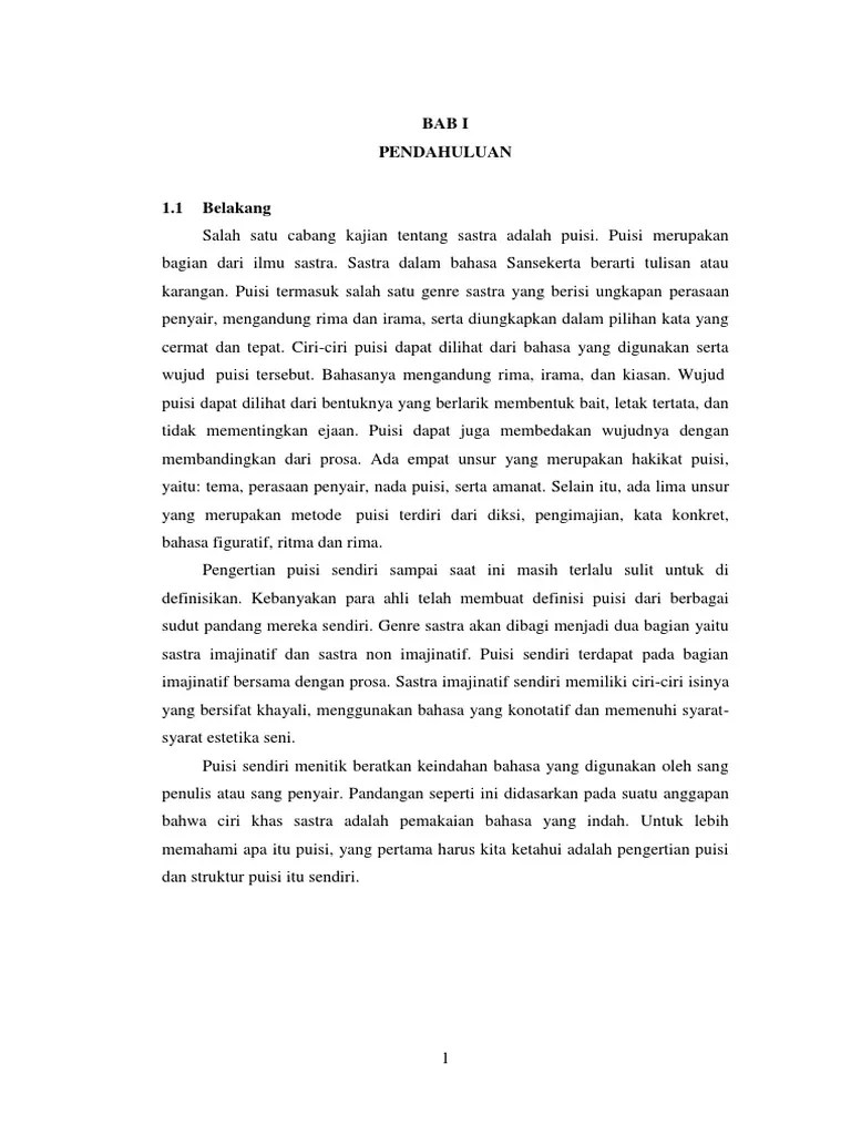 Makalah Analisis Unsur Fisik Dan Batin Puisi | PDF