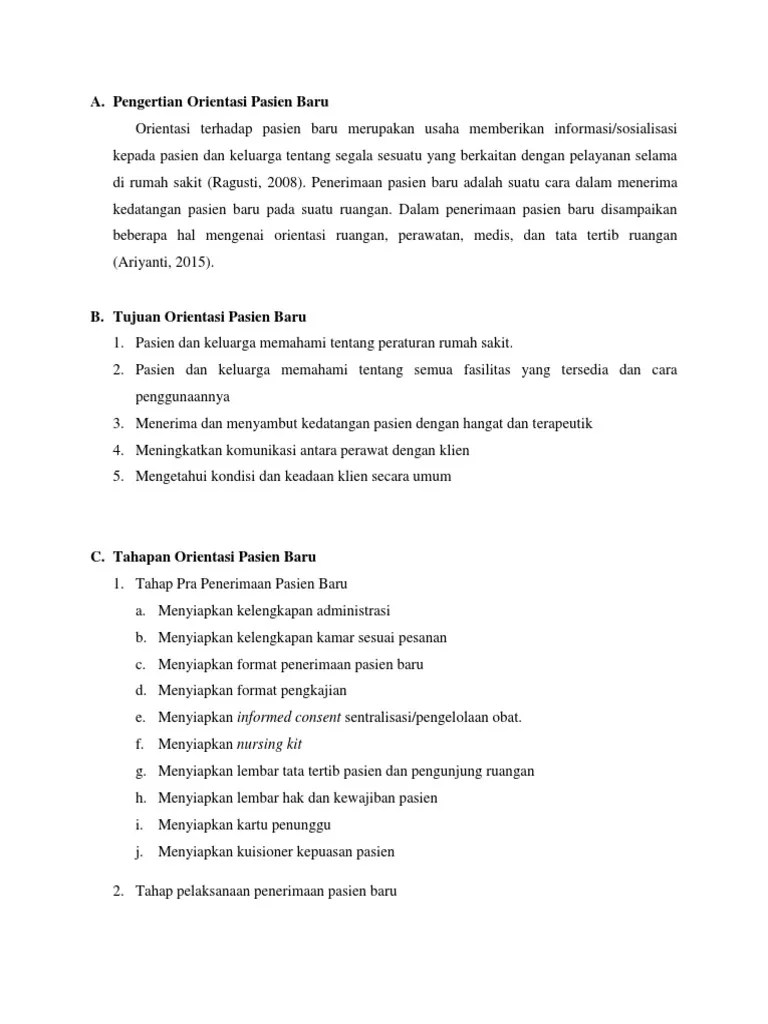 Orientasi Pasien | PDF
