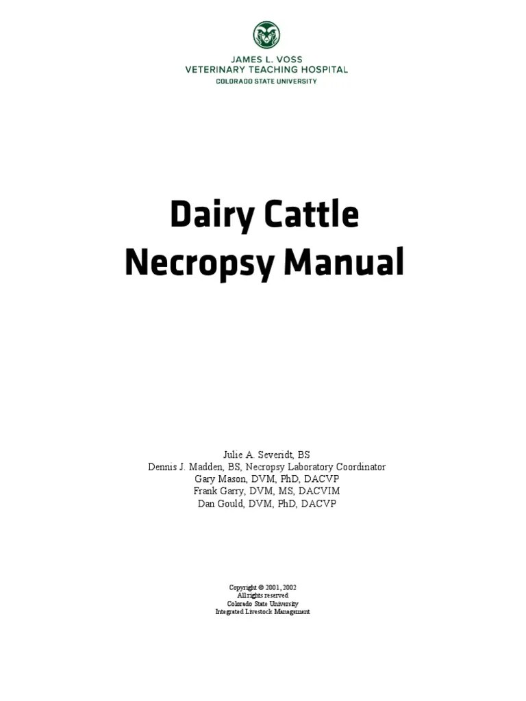 Dairy Cattle Necropsy Manual PDF Lung Autopsy