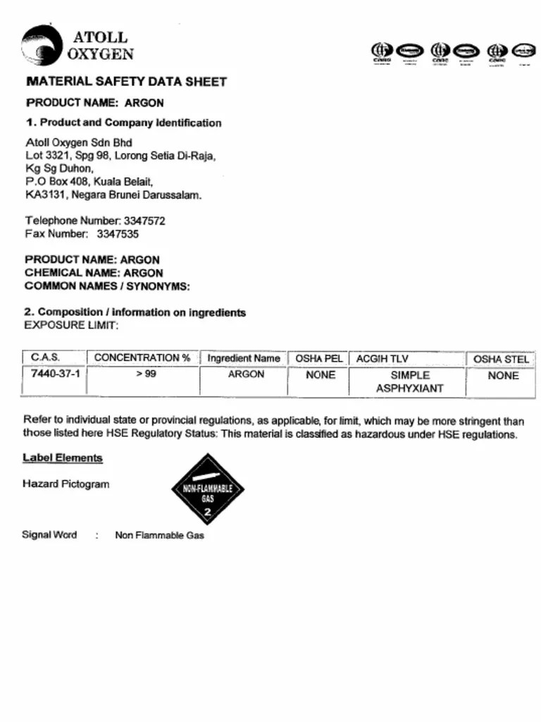 Argon Msds PDF