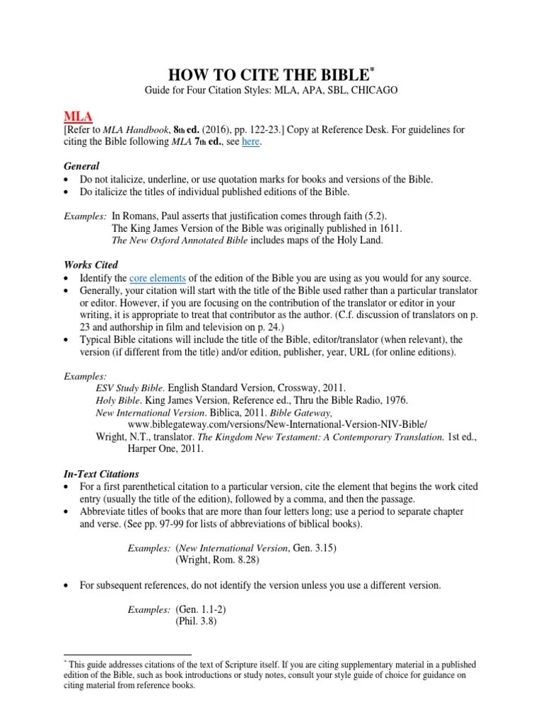 How to Cite the Bible Citation Apa Style