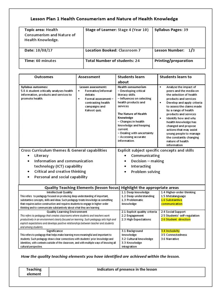 pe lesson plan 1 Educational Assessment Pedagogy