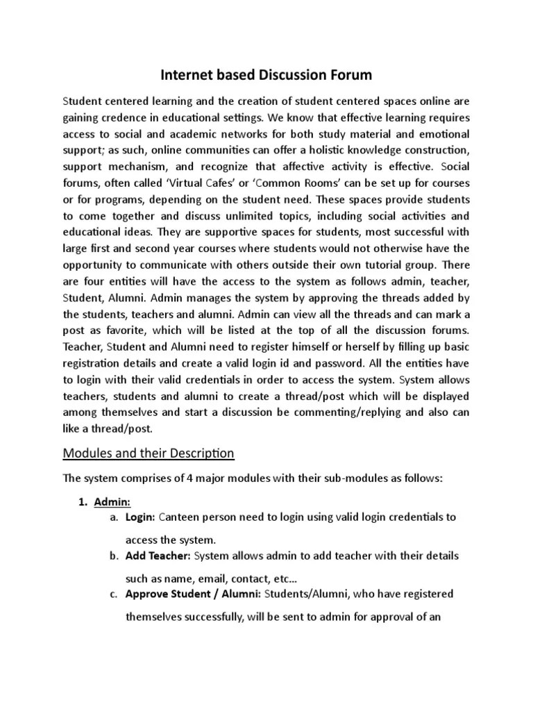 Based Discussion Forum Modules and Their Description PDF