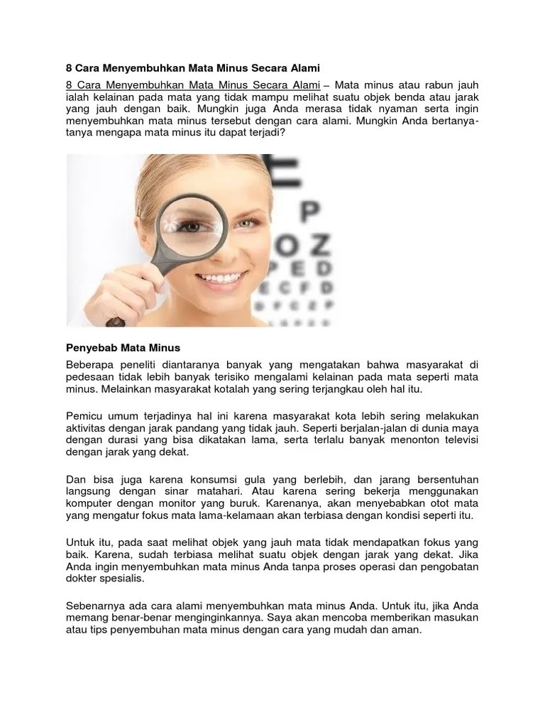 8 Cara Menyembuhkan Mata Minus Secara Alami | PDF