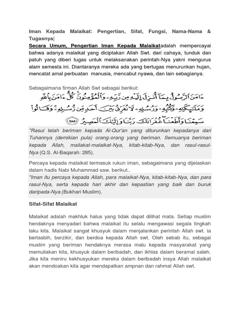 Iman Kepada Malaikat | PDF