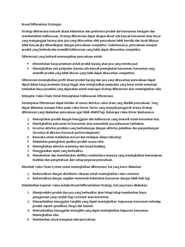 Broad Differention Strategies