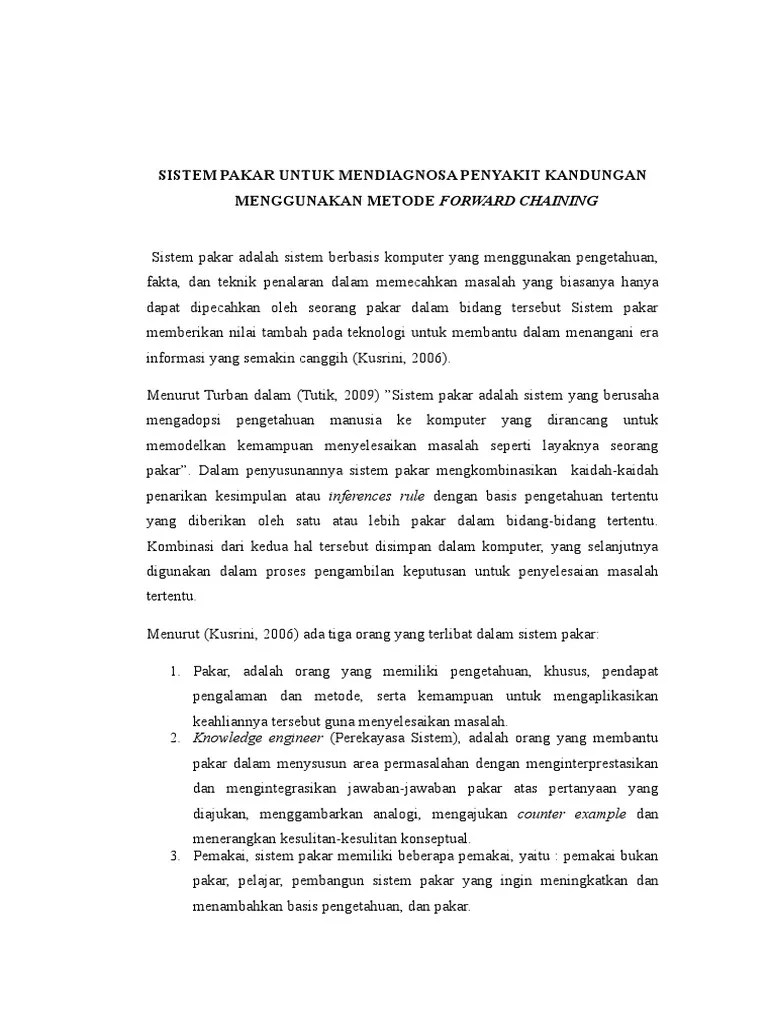 Review Jurnal Sistem Pakar Untuk Mendiagnosa Penyakit Kandungan