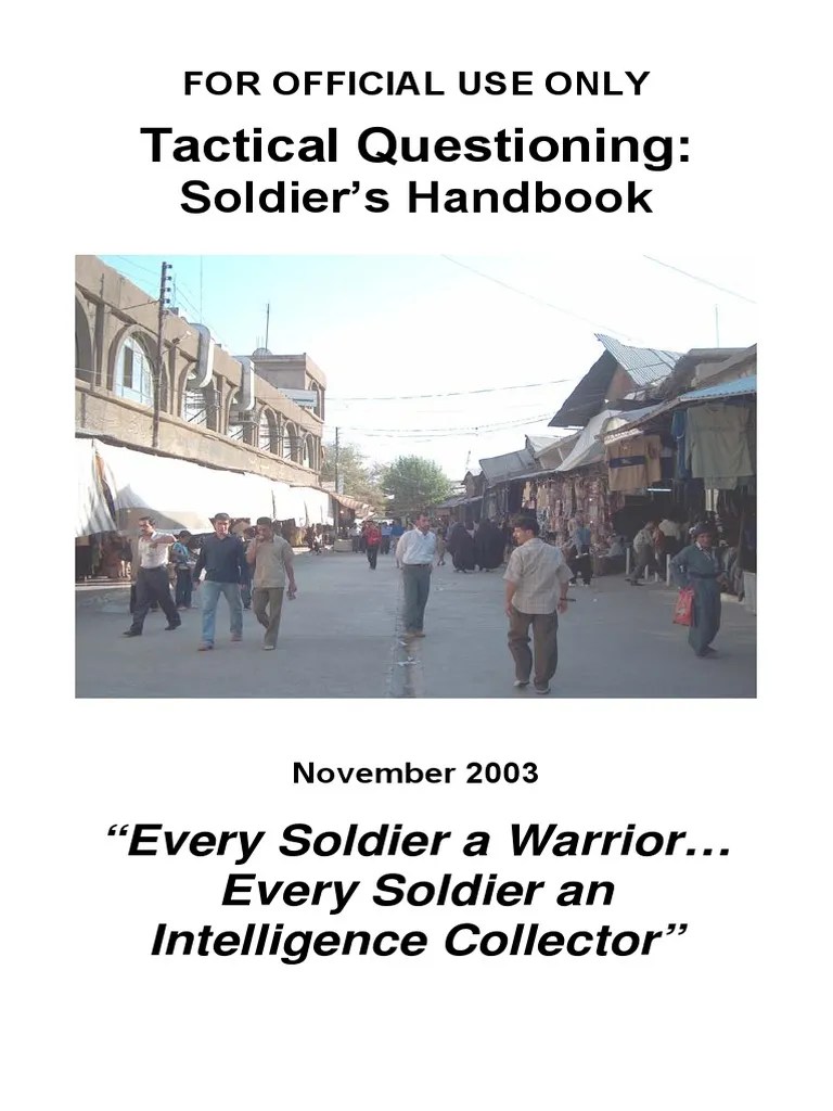 Tactical Questioning Soldier's Handbook PDF Language Interpretation Prisoner Of War