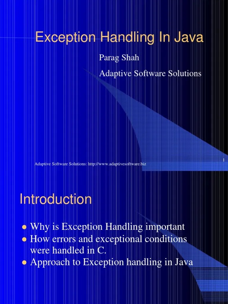 Exception Handling in Java 15734 PDF Java (Programming Language