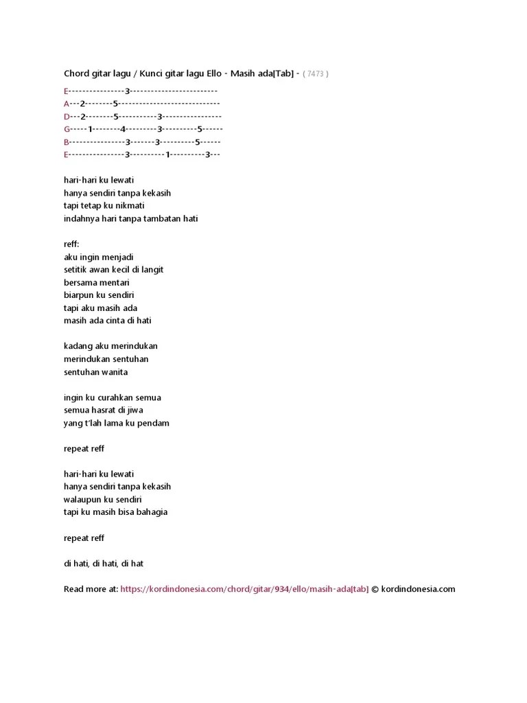 Chord Gitar Lagu ELLO Masih Ada | PDF