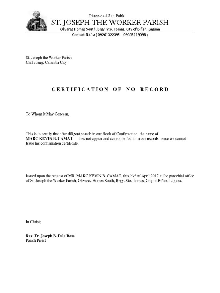 Certificate of No Record PDF