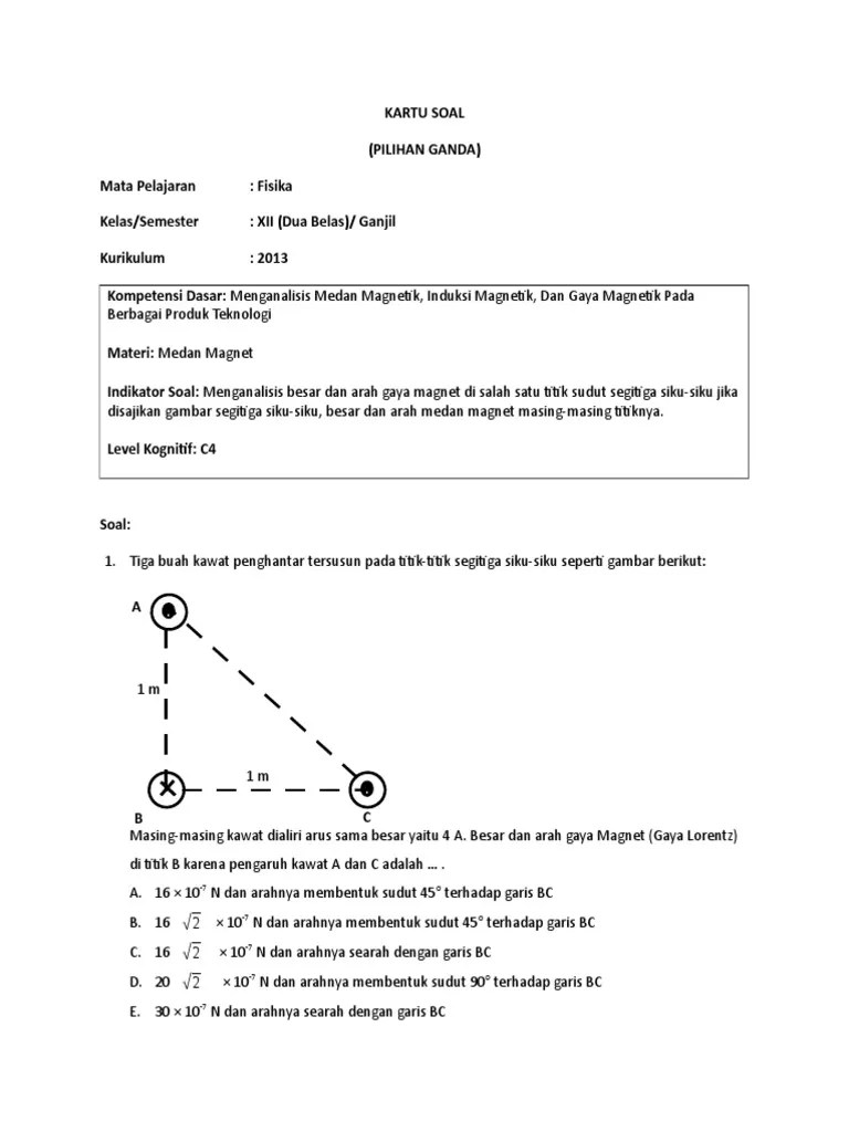 Soal Fisika Kelas 12 Tentang Medan Magnet - Seputar Kelas