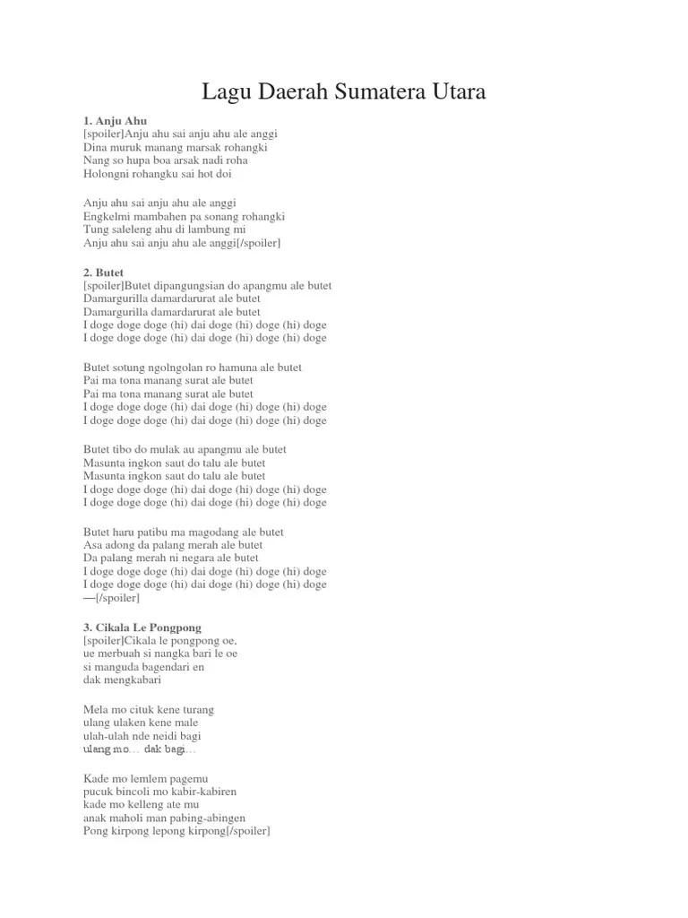 Lagu Daerah Sumatera Utara | PDF