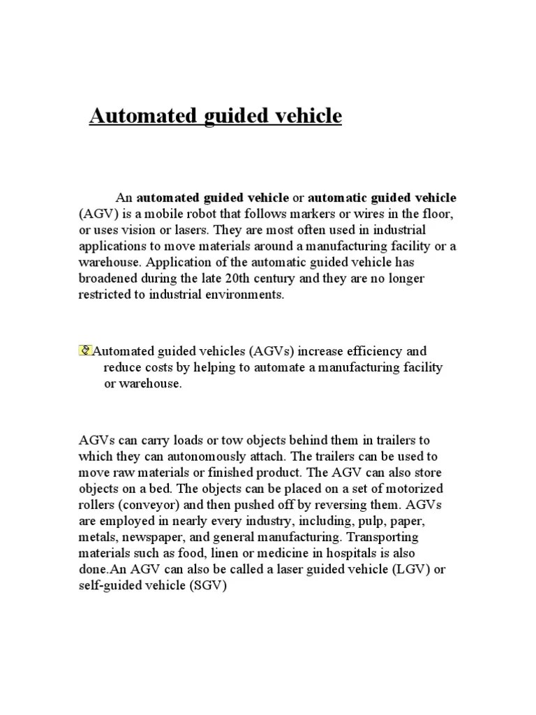 Automated Guided Vehicle | PDF | Manufactured Goods | Science