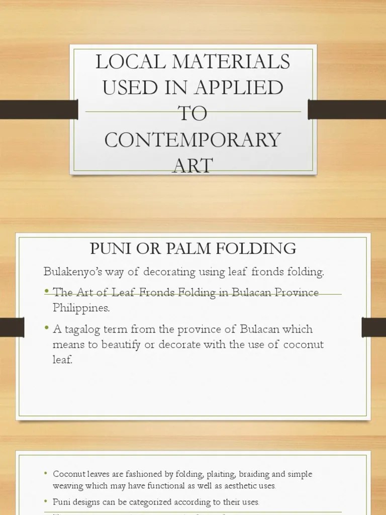 Local Materials Used in Applied TO Contemporary ART PDF