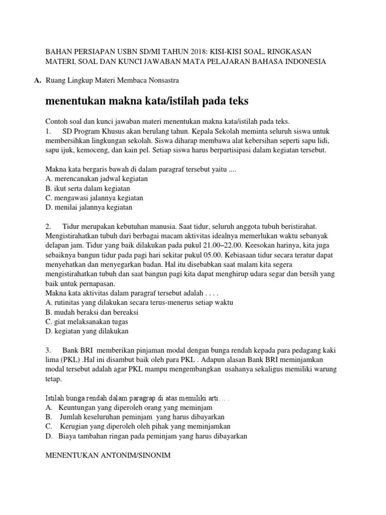 Bahan Persiapan Usbn SD | PDF
