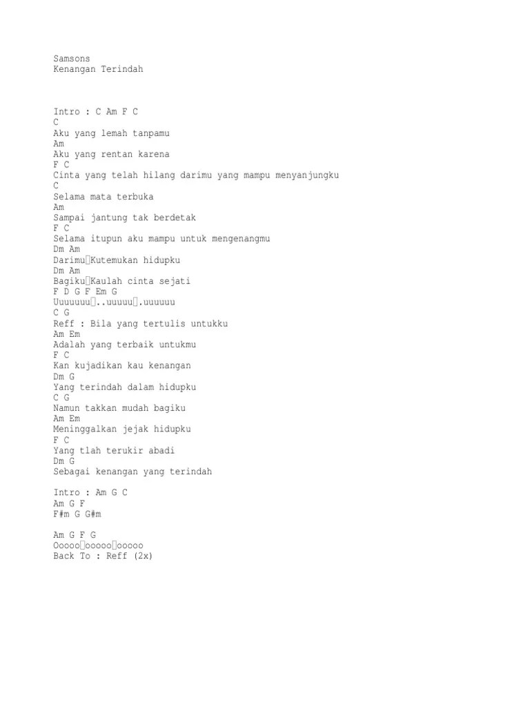 Chord Lirik Lagu Samson Kenangan Terindah