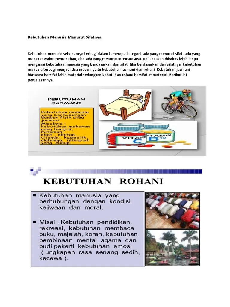 Kebutuhan Manusia Menurut Sifatnya Print | PDF