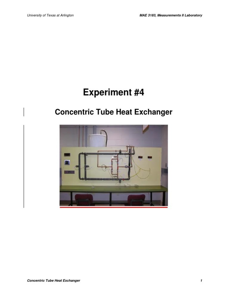 Experiment 4 Concentric Tube Heat Exchanger PDF Heat Transfer