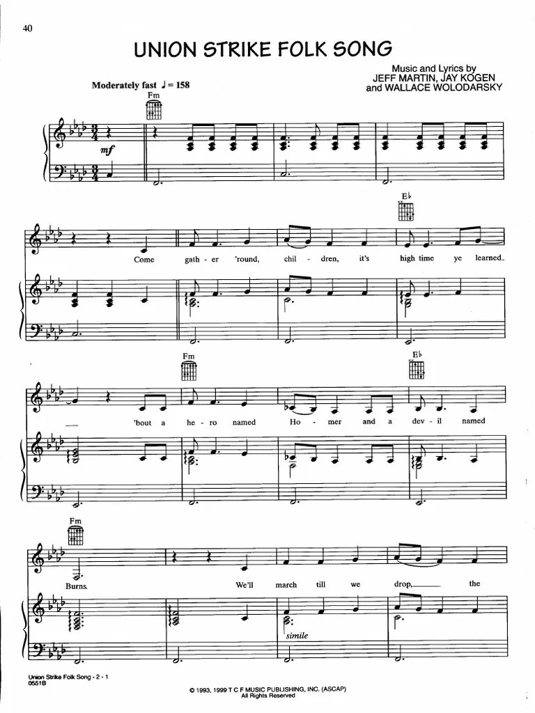Union Strike Folk Song PDF