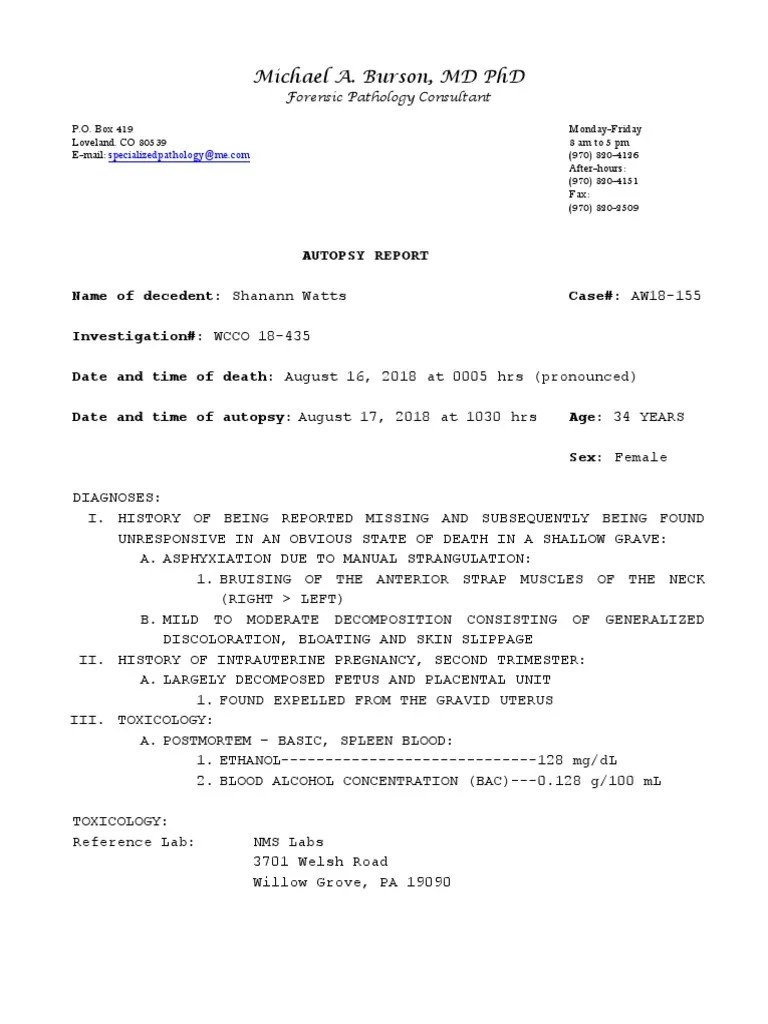 Shanann Watts Autopsy Report Summary Pdf Autopsy Stomach