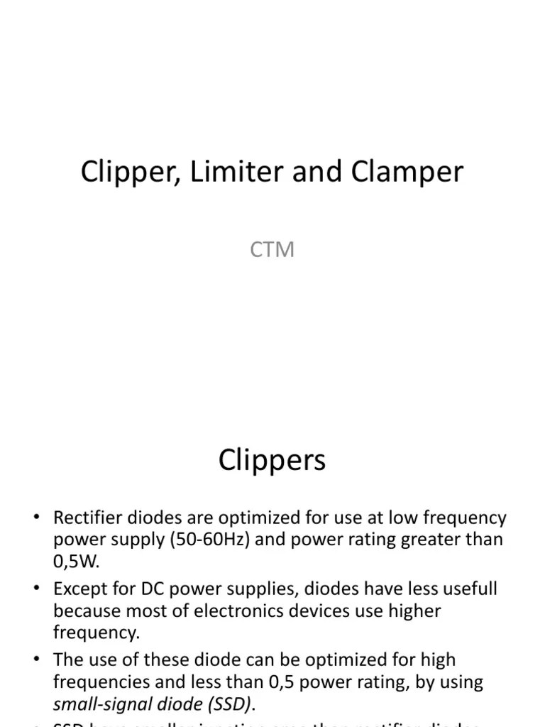 Week05 01 Clipper and Clamper | PDF | Diode | Electrical Engineering