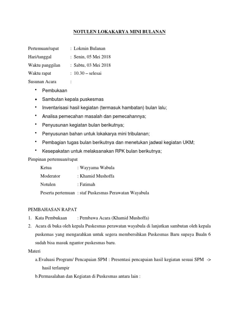 Notulen Bulan Mei | PDF