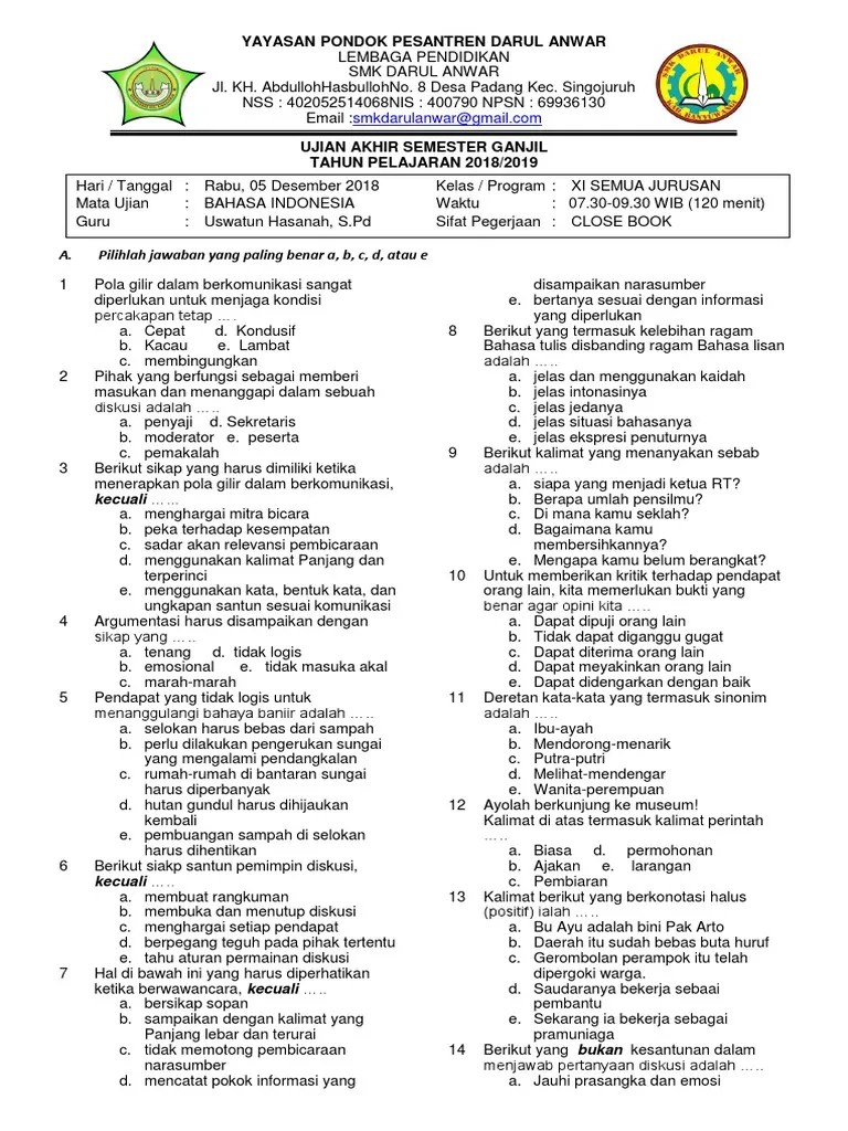 Soal Bhs Indo Kls Xi | PDF