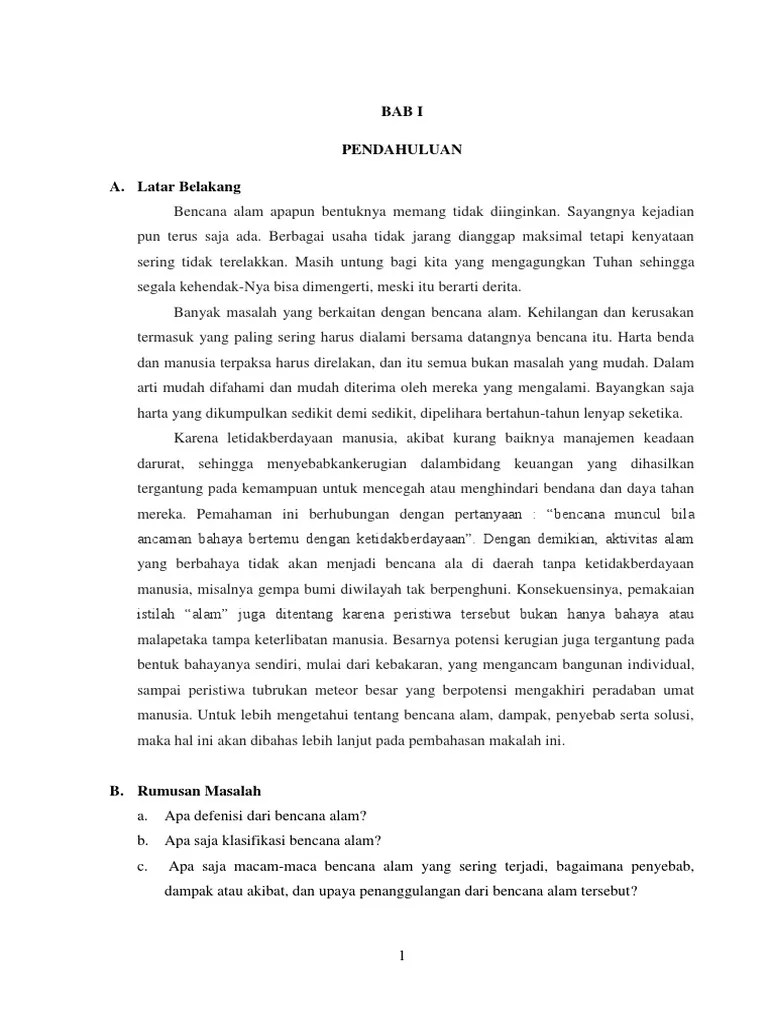 Bab i II III Makalah Bencana Alam