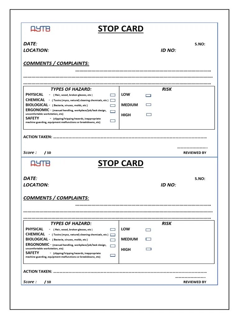 Stop Card PDF
