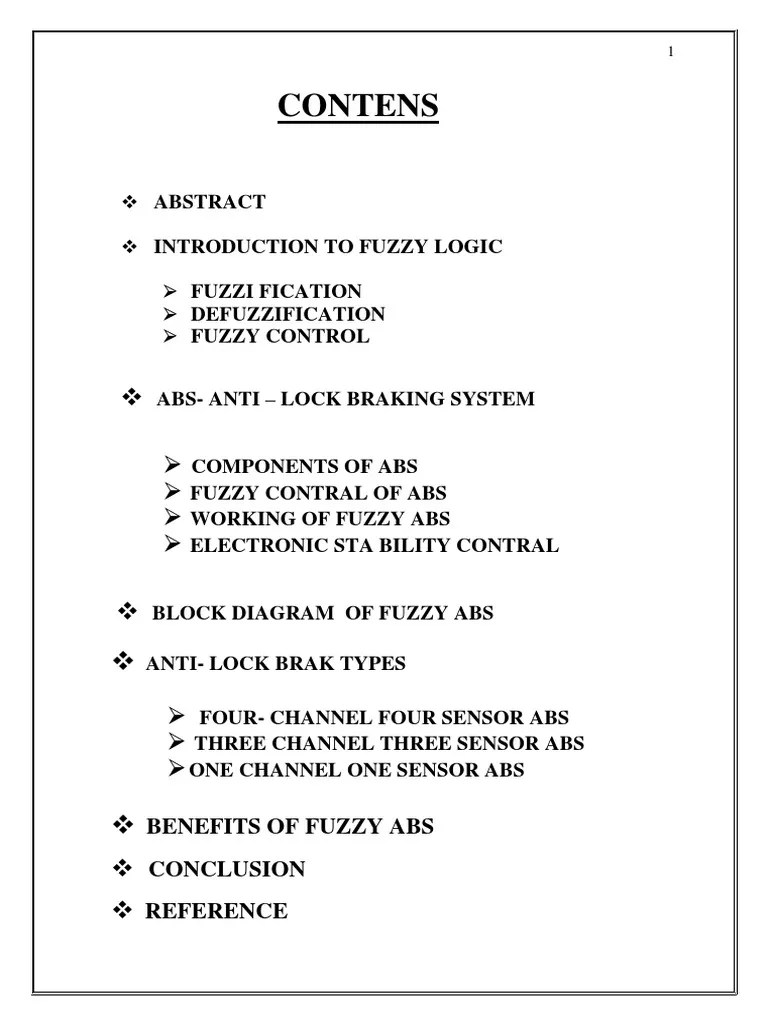 Fuzzy Controlled AntiLock Braking System PDF Anti Lock Braking
