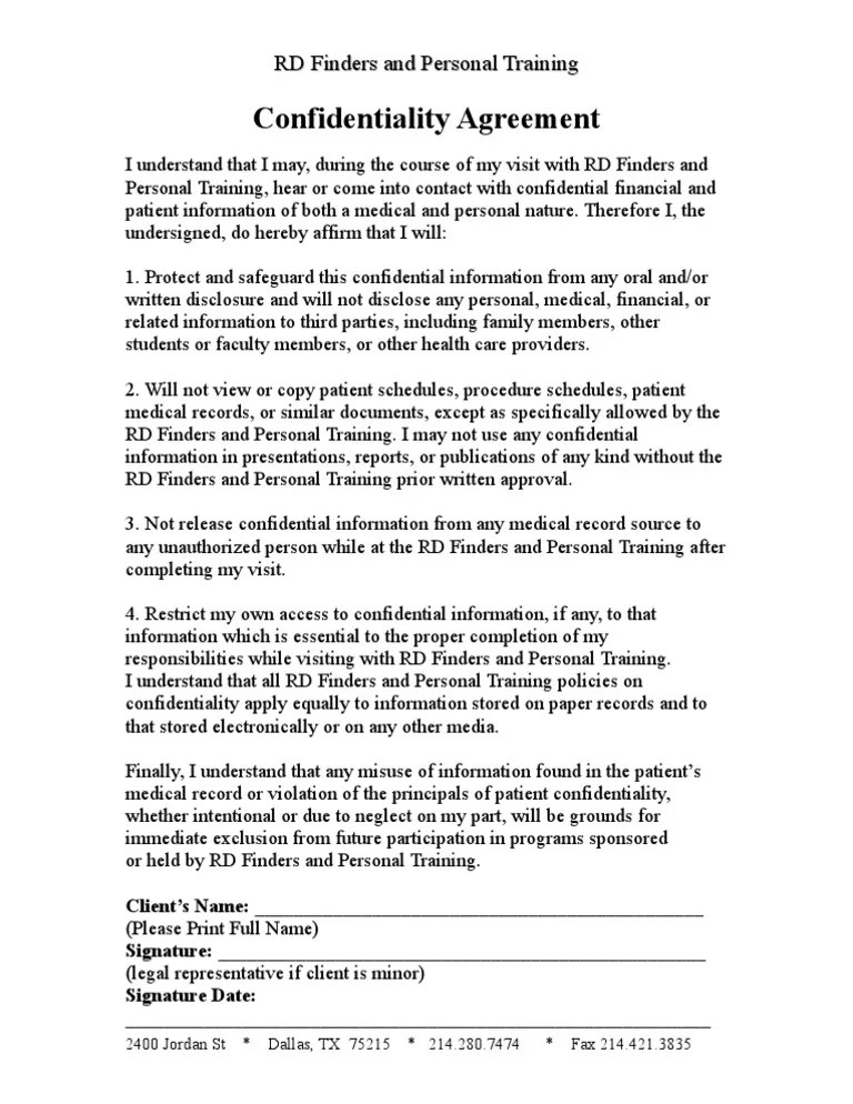 Confidentiality Agreement
