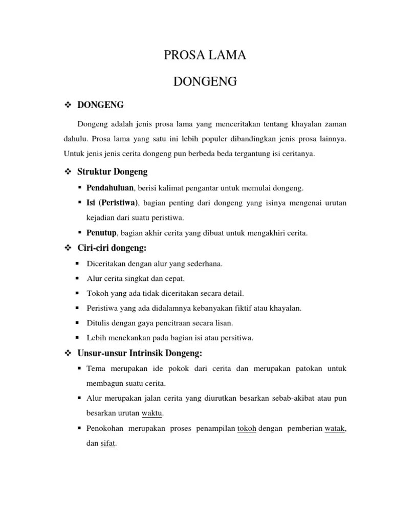 Jenis Prosa Lama – Dengan