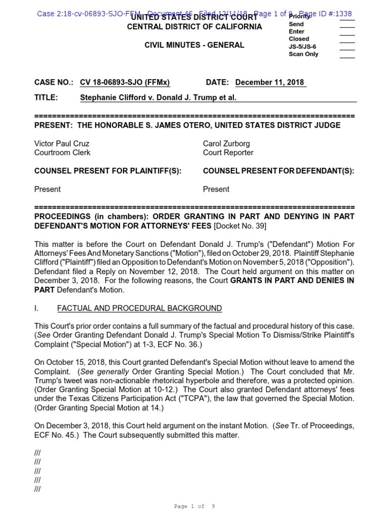 Judge's Order for Attorneys' Fees and Sanctions Lawsuit Complaint