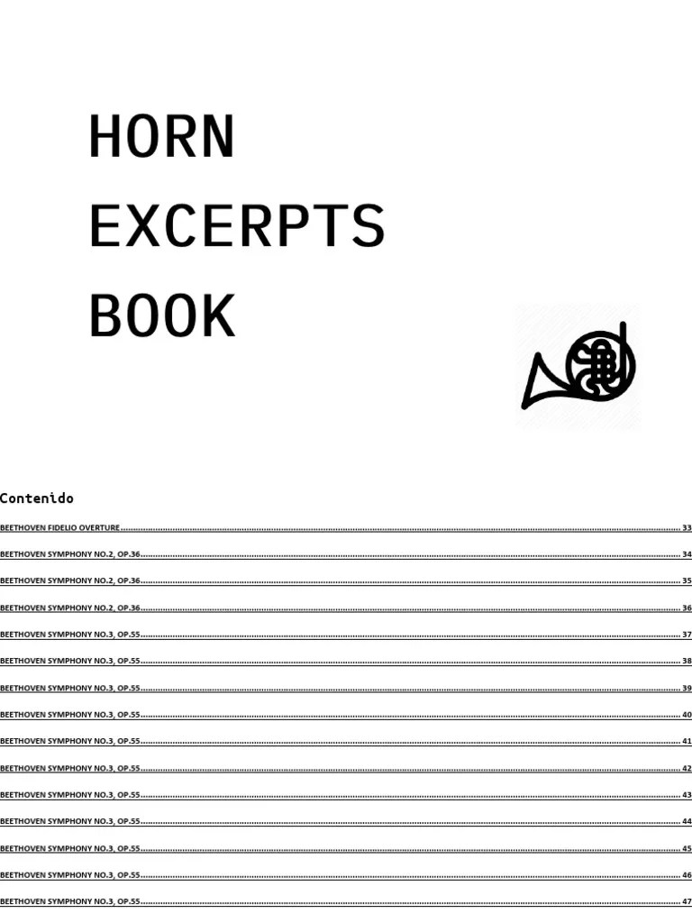 Horn Excerpts Book Download Free PDF Johannes Brahms Variation