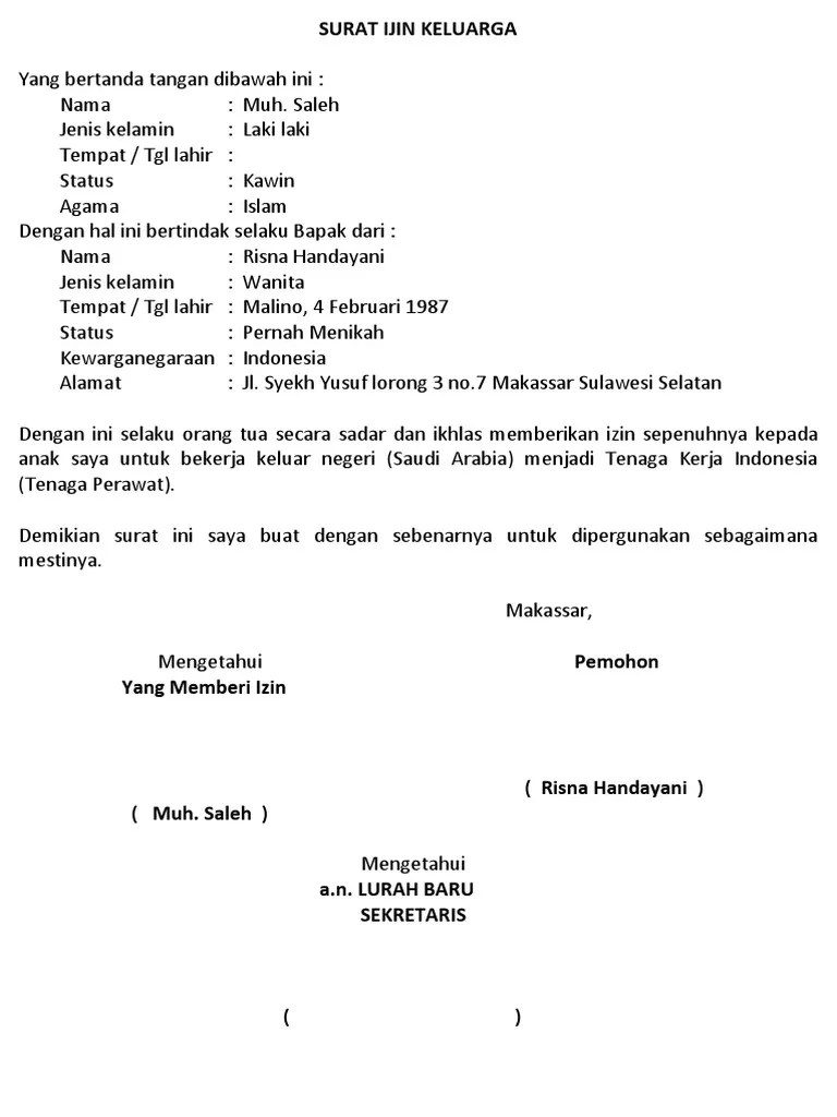 Sebelum masuk ke pembahasan contoh surat izin orang tua, ada baiknya kita terlebih dahulu belajar tentang cara membuat surat izin untuk itu, perusahaan biasanya membutuhkan izin persetujuan tertulis dari orang tua karyawan terkait agar proses penempatan kerja karyawannya berjalan lancar. Download Luar Negeri Contoh Surat Izin Orang Tua Untuk Kerja Png Kumpulan Contoh Surat