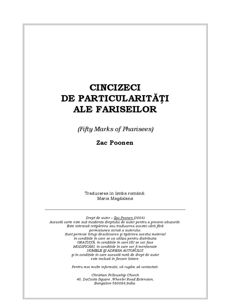 Zac Poonen 50 Caracteristici Ale Fariseilor