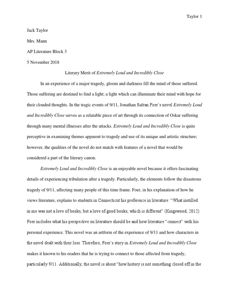 research essay extremely loud and incredibly close Psychological