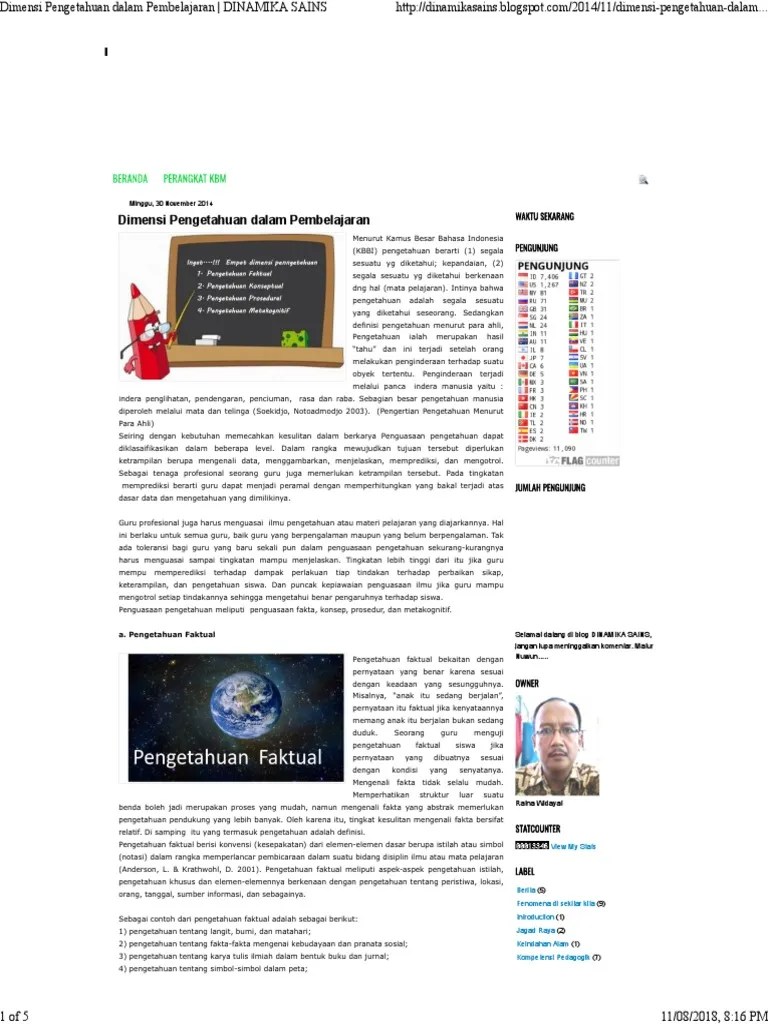 Contoh Rpp Yang Memuat 4 Dimensi Pengetahuan Rismax