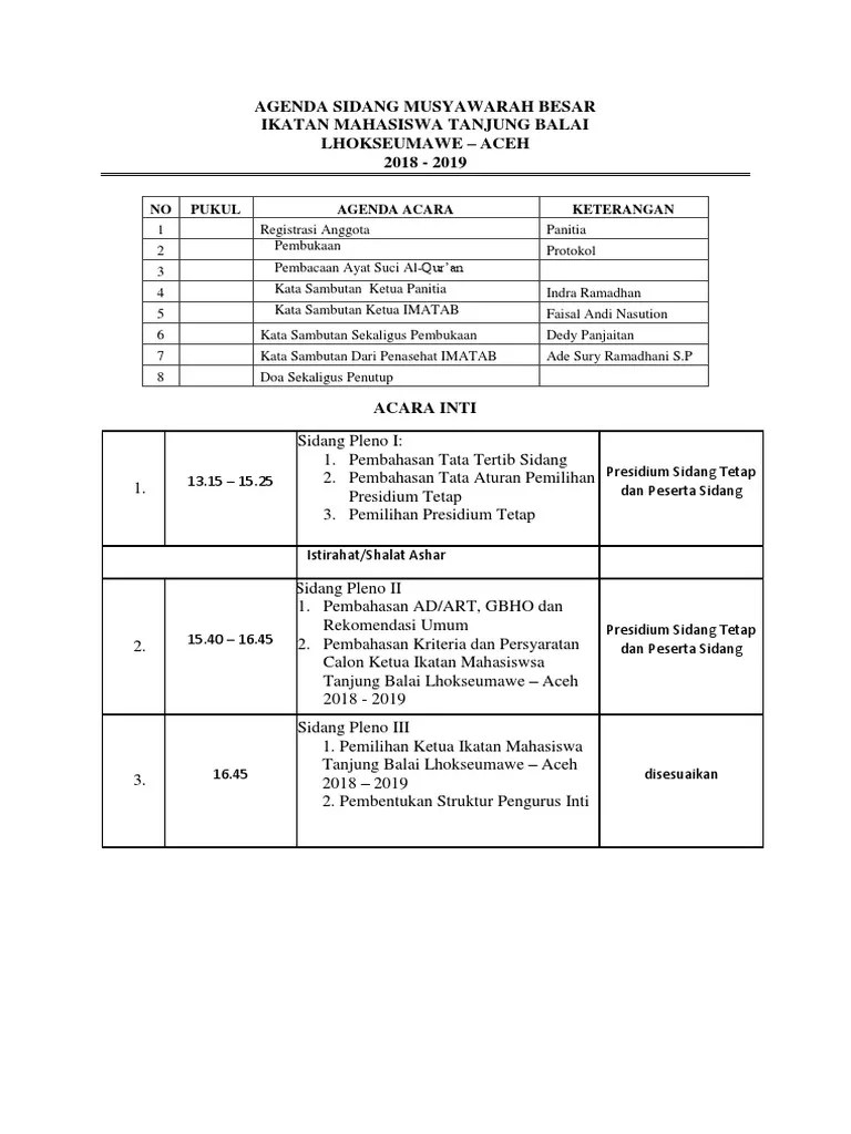 Contoh Kata Sambutan Ketua Pelaksana Mubes