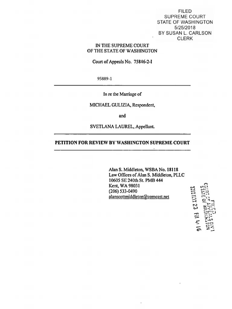 958891 Petition for Review Child Custody Real Estate Appraisal