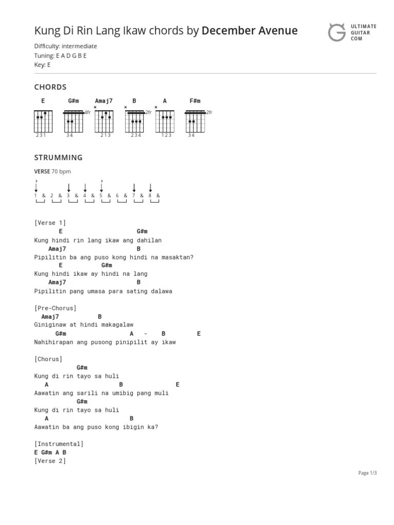 Kung Di Rin Lang Ikaw Chords PDF