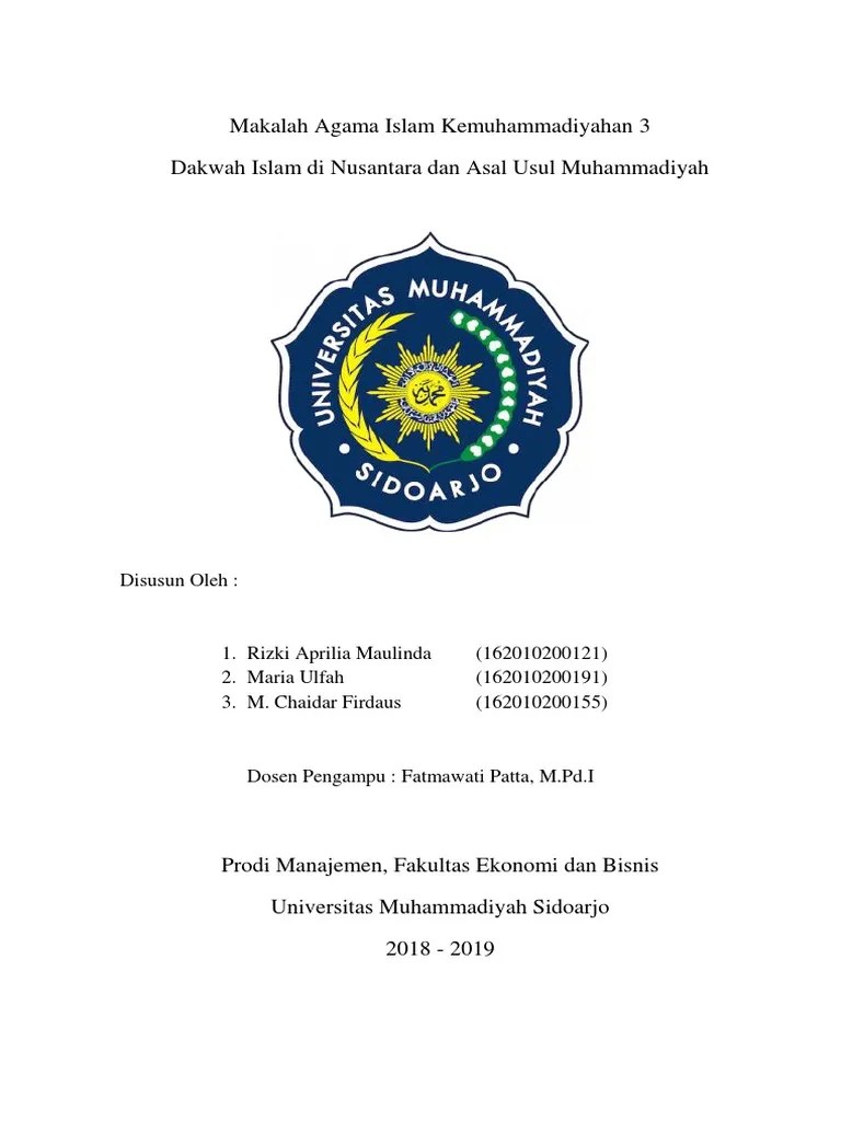 Makalah Dakwah Islam Di Nusantara Dan Asal Usul Muhammadiyah Pdf