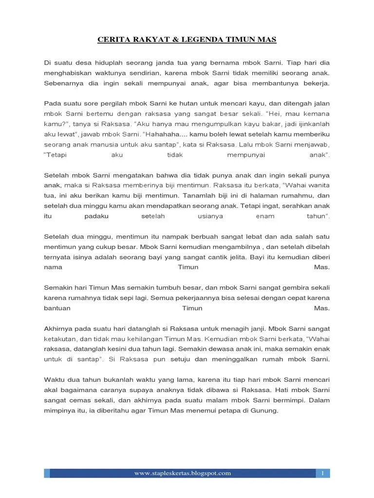 18 Makalah Cerita Rakyat Keong Mas