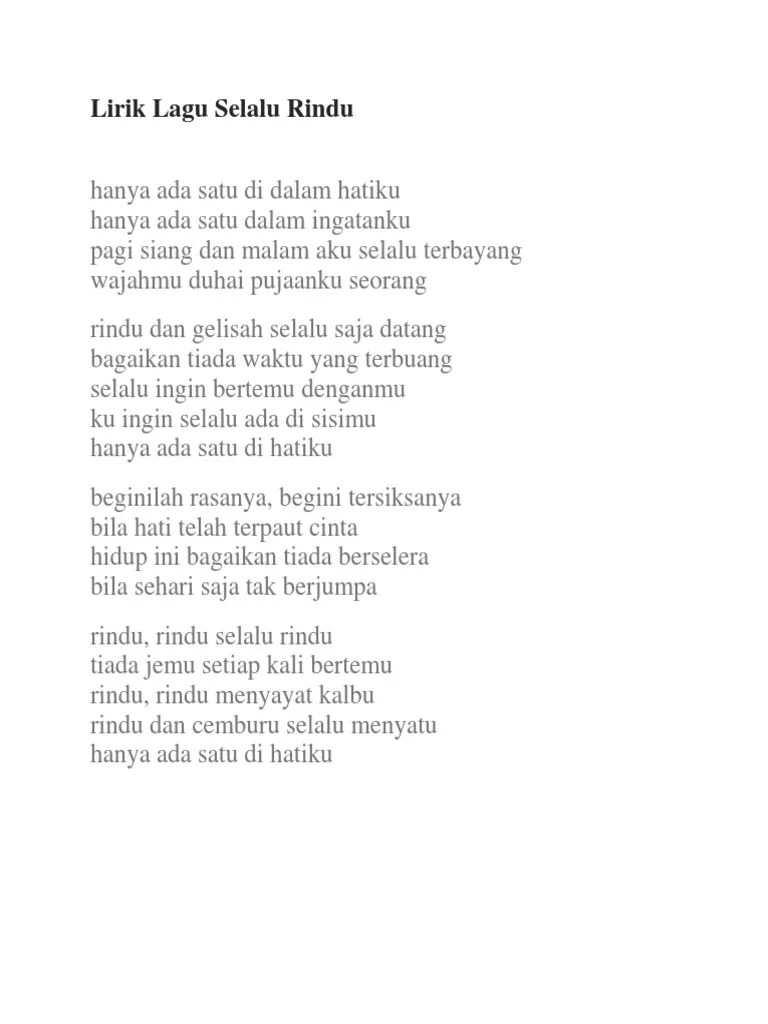 Lirik Lagu Selalu Rindu | PDF