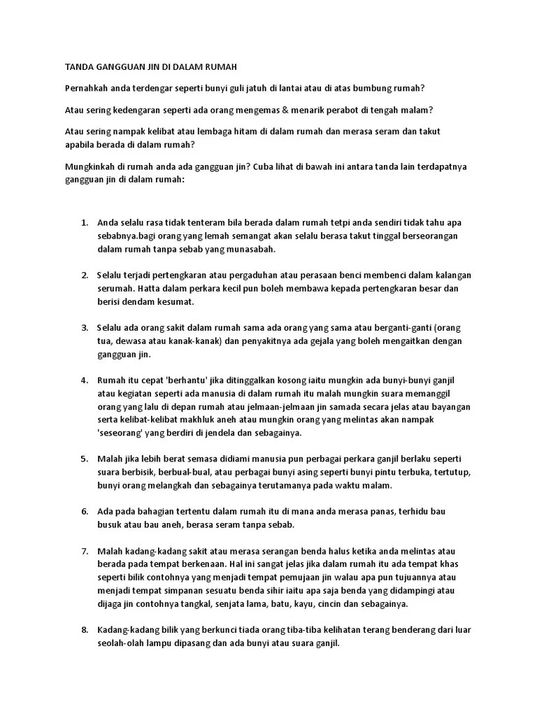 Tanda Gangguan Jin Di Dalam Rumah | PDF