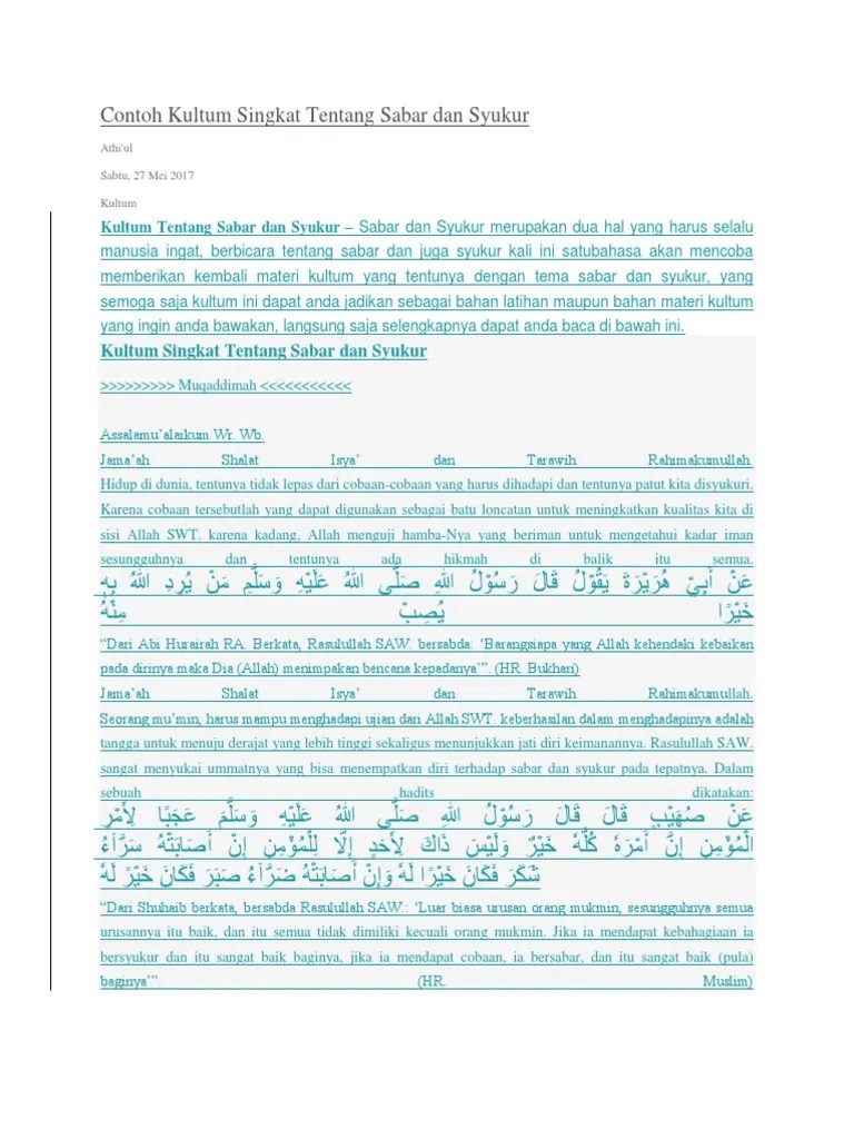 Materi Kultum Singkat Tentang Sabar Kaisar Soal