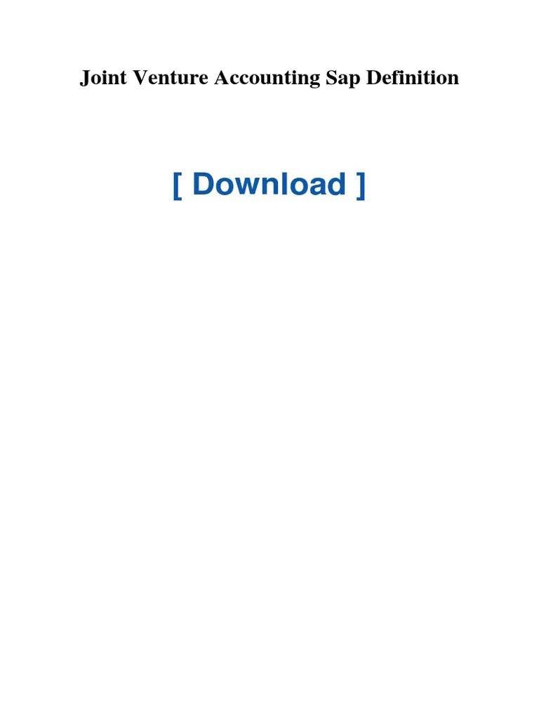 Joint Venture Accounting Sap Definition PDF Sap Se Joint Venture