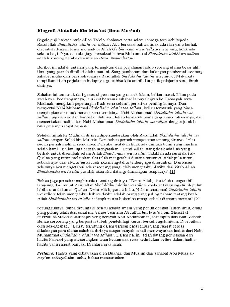Biografi Abdullah Bin Mas | PDF